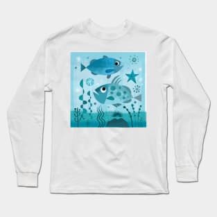 Blue fish moment Long Sleeve T-Shirt